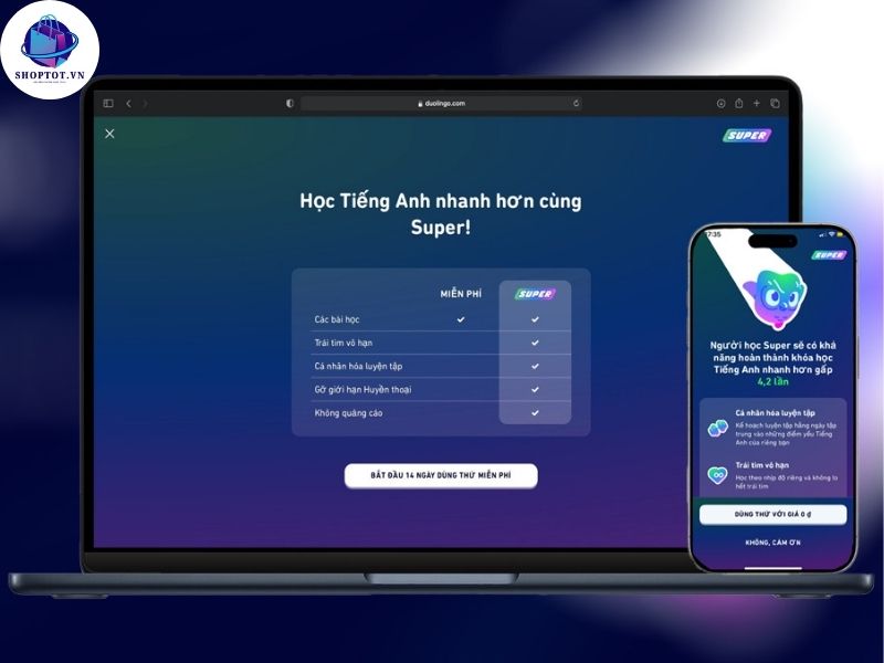 Tính năng nổi bật của gói Duolingo Super